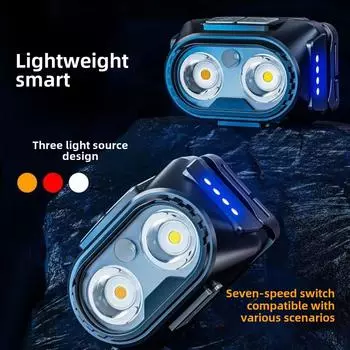 Двойной источник света, мощный светодиодный фонарь с длительным сроком службы батареи, перезаряжаемый фонарик TypeC для ночной рыбалки 2303-Single light