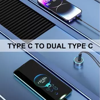 Двойной кабель для зарядки USB C позволяет одновременно заряжать два устройства с помощью одного порта USB C для смартфонов и планшетов 20 чёрный