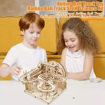 Двойной катящийся шаровой трек STEM Science Kit Kids Деревянный 3D-пазл Набор DIY Образовательные научные эксперименты Проекты Поделки Строительная игрушка для мальчиков-малышей A