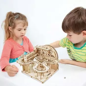Двойной катящийся шаровой трек STEM Science Kit Kids Wooden 3D Puzzle Set DIY Educational Science Experiment Projects Crafts Building Toy A