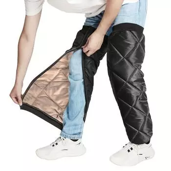 Двойной комплект наколенников для снегоходов - зимняя теплая защита для ног, водонепроницаемая ветрозащитная защита для ног из ткани Оксфорд с усовершенствованным крючком и эластичной лентой чёрный