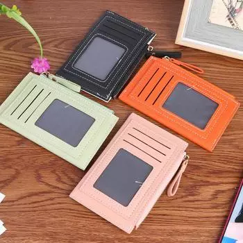 Двойной кошелек из искусственной кожи контрастного цвета, модные женские кошельки для монет, кошелек с несколькими отделениями, кошелек на молнии для девочек, праздничные подарки зелёный