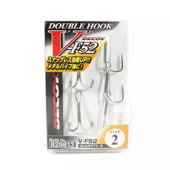 Двойной крючок Decoy V-F52 Двойные крючки для тяжелых условий эксплуатации, размер 2 (9813)