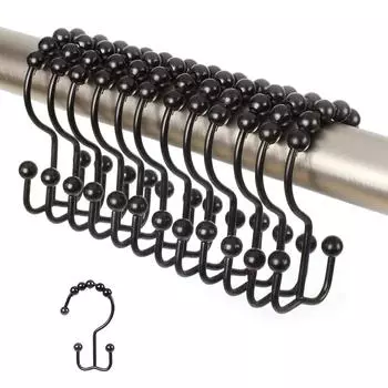 Двойной крючок для занавески для душа, крючок для занавески для душа, набор колец, инструменты для ванной комнаты One Size винный