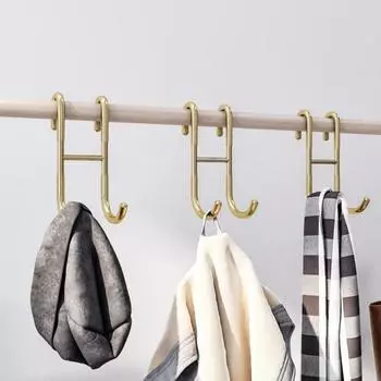 Двойной крючок из нержавеющей стали, стальной S-образный крючок для душевой двери, нескользящий крючок для полотенец без перфорации, дом серебряный