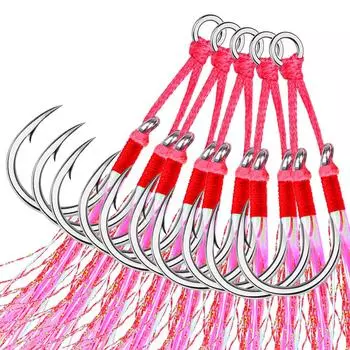 Двойной крючок из железной пластины, крючок с кровяной канавкой, рыбья кожа, блестящий шелк для морской рыбалки, железная пластина для медленного встряхивания с крючком для волос, 2 пары в упаковке 3/0#