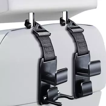 Двойной крючок на спинку автокресла, крючок на подголовник автокресла, универсальный органайзер для хранения автомобиля, крючки для сумки, сумки, пальто One Size чёрный