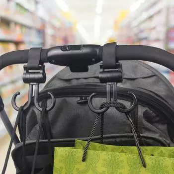 Двойной крючок, вешалка для детской коляски, регулировка вращения на 360 градусов, крючок для тележки 1pc