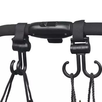 Двойной крючок, вешалка для детской коляски, регулировка вращения на 360 градусов, крючок для тележки