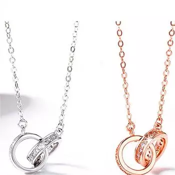 Двойной круглый бриллиантовый кулон, роскошная цепочка на ключицу, свежий темперамент