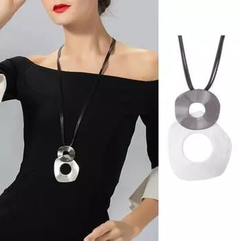 Двойной круглый обруч, многослойный, увеличенной длины, регулируемый, портативный, легкий, декоративное ожерелье из нержавеющей стали, одежда серебряный