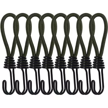 Двойной крюк для сбруи, натяжной трос, крюк для палатки, эластичный шнур, аксессуары для палатки, ремень для походного шнура, для использования на открытом воздухе, зеленый, набор из 8 шт.