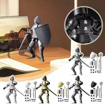 Двойной магнитный шарнир подвижная 3D печатная кукла игрушка, креативный декомпрессионный настольный орнамент One Size чёрный