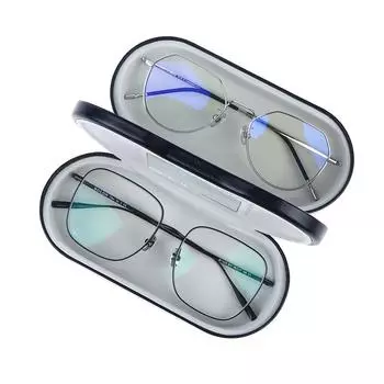 Двойной межслойный металлический футляр для очков кожаная оправа футляр для хранения двухслойный зеркальный футляр чёрный