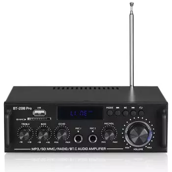 Двойной микрофон Bluetooth усилитель мощности стерео USB плеер домашний динамик 50 Вт x 2 5.0