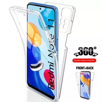 Двойной мягкий силиконовый прозрачный чехол на 360 градусов для Xiaomi Redmi Note 11 10 9 Pro 11S 10S 9S 9T 10C Poco X4 X3 NFC M4 M3 Pro 4G 5G, противоударный чехол с полной защитой Poco M3 Pro 5G чистый