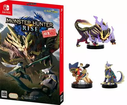 Двойной набор Monster Hunter Rise Karitomo — Switch + [набор amiibo 3 типа Monster Hunter Rise] Магаи Магадо + Отомо Айру + Отомо Гарук ([Ограниченное количество