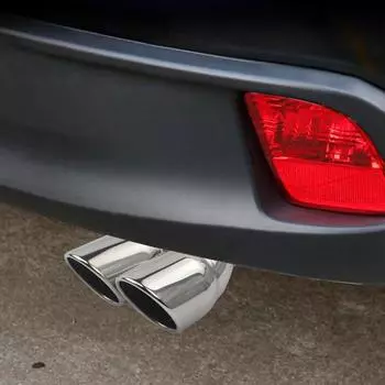 Двойной наконечник выхлопной трубы с болтовым креплением, квадратный конец из прокатной нержавеющей стали, один сменный, два двойных косых среза, наконечник глушителя, впускной патрубок 3 дюйма серебряный