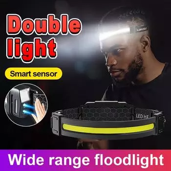 Двойной налобный фонарь 5000LM, налобный фонарь с интеллектуальным датчиком, портативный рабочий фонарь, водонепроницаемый налобный фонарь A-Headlamp