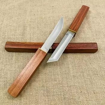 Двойной нож из стали D2 с деревянной ручкой, фруктовый нож, складной нож, нож для мяса, измельчитель для мясника