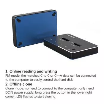 Двойной отсек для твердотельного накопителя Ssd, внешний корпус Sata Ngff/Nvme M.2, эффективная тепловая док-станция и функция клонирования хранилища данных as the picture