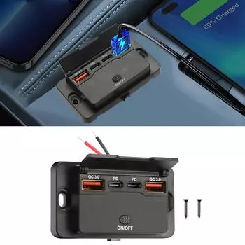 Двойной PD USB C адаптер розетка автомобильный порт зарядки розетка настенное крепление аксессуары для лодки морской кемпер автофургон грузовик гольф-кар 12/24 В чёрный