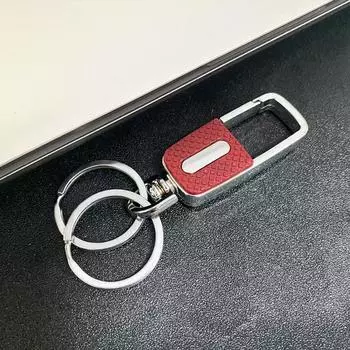 Двойной переключатель кожаный брелок вращающийся держатель для ключей пряжка роскошный автомобиль брелок отец красный