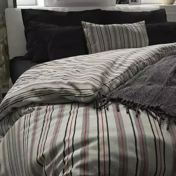 Двойной пододеяльник в серую полоску из хлопка