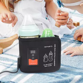 Двойной подогреватель детских бутылочек, молоко, регулируемая температура, USB-сумка для ежедневного использования