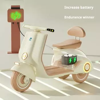 Двойной привод детский автомобиль детский электрический мотоцикл трехколесный велосипед с пультом дистанционного управления Bluetooth музыка светодиодный фонарь микрофон белый