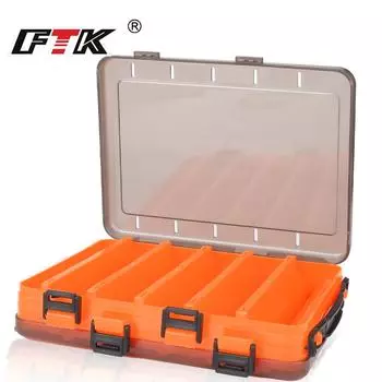 Двойной ящик для рыболовных снастей Прозрачный ящик для приманки Пластиковый лоток для хранения рыболовных снастей Ящик для рыболовных снастей 6 отделений красный