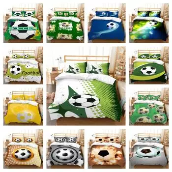 Двойной размер, домашняя постельная одежда, 3D футбольный принт, чехол для постельного белья, костюм, уникальный дизайн, модный комплект постельного белья UK Single 135x200cm