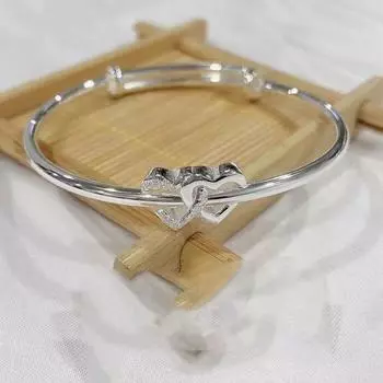 Двойной регулируемый браслет в форме сердца серебристого цвета, индивидуальный браслет