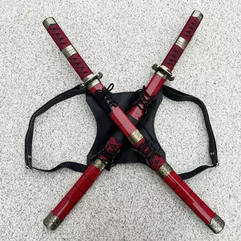 Двойной ремень для ножей для детей, косплей, регулируемый ремень, ножны из искусственной кожи белый