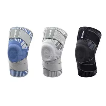 Двойной ремень спортивный наколенник давление силиконовая пружина поддержка противоскользящая летняя на открытом воздухе фитнес баскетбол скакалка протектор L чёрный