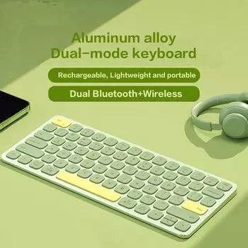 Двойной режим Bluetooth и беспроводная клавиатура из алюминиевого сплава 2,4 ГГц, портативная перезаряжаемая клавиатура для ноутбука Windows, планшета MAC