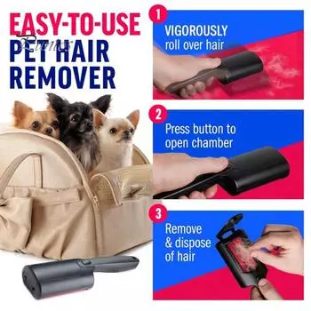 Двойной роликовый эргономичный ролик для удаления шерсти домашних животных, простая в использовании многоразовая щетка для удаления ворса с одежды чёрный