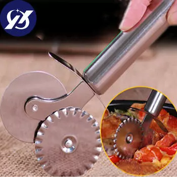 Двойной роликовый нож для пиццы, щипцы для теста, круглая варочная панель, нож с кружевным колесом серебряный