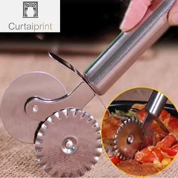 Двойной роликовый нож для пиццы, щипцы для теста, круглая варочная панель, нож с кружевным колесом серебряный