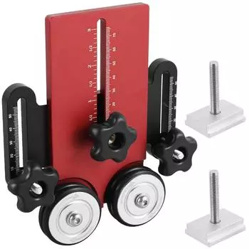 Двойной роликовый подшипник для столярного станка, направляющий ролик для деревообрабатывающего станка, 2 направляющих блока, регулируемый настольный пильный станок, направляющий ролик подачи красный