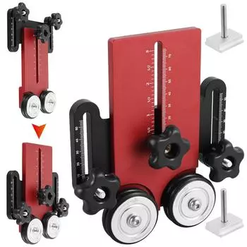 Двойной роликовый подшипник из алюминиевого сплава для деревообработки, направляющий ролик с 2 скользящими блоками, зажимное приспособление для настольной пилы red