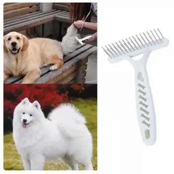 Двойной ряд иголок для собак, расческа для собак, белая расческа для собак, щетка для вычесывания шерсти собак, удаление линьки, очистка белый