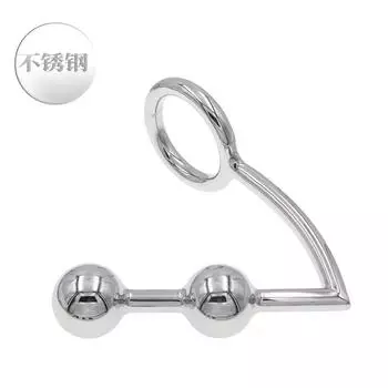 Двойной шарик из нержавеющей стали, анальный крючок, кольцо для пениса, шарик-хризантема для пениса, мужские анальные шарики, товары для взрослых, секс-инструменты Small Size