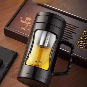 Двойной слой с ручкой чашка для разделения чая спортивный чайник для путешествий на открытом воздухе портативный герметичный стеклянный 601-700ml