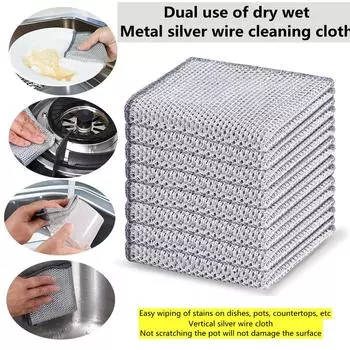 Двойной слой стальной проволоки шариковая салфетка для сухого и влажного использования сетчатая салфетка для мытья посуды серебряная проволочная салфетка щетка double-deck 1pc