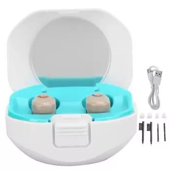 Двойной слуховой аппарат с прямой зарядкой, наушники, ушной вкладыш с отсеком для зарядки телесного цвета