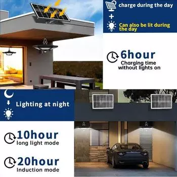Двойной солнечный светильник с датчиком движения для улицы, помещения, светодиодный светильник длиной 5 м с дистанционным управлением для амбара, гаража, сада, дома White-6000K