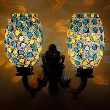Двойной стеклянный купольный светильник для украшения дома, турецкая лампа (многоцветный, лампочка в комплект не входит