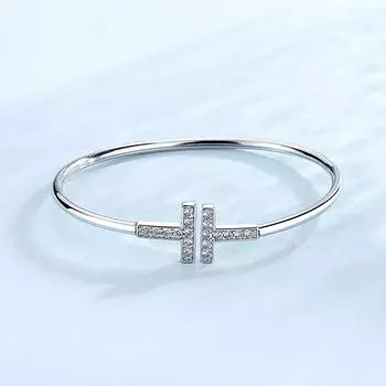 Двойной Т-образный браслет с бриллиантами для женщин с минималистским темпераментом и женские открытые украшения-браслеты Adjustable size