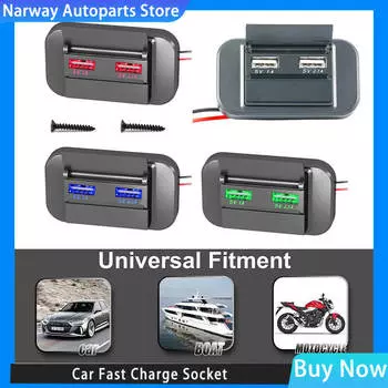 Двойной USB 12V панель автомобильного зарядного устройства гнездо 4.8A 3.1A 12V/24V USB зарядное устройство розетка панель питания адаптер для кемпера аксессуар зелёный